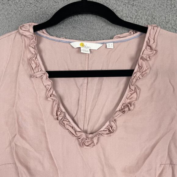 Boden Blouse Womens US 2 Pink Long Sleeve Ruffle Silk Blend Romantic Top - Picture 3 of 9
